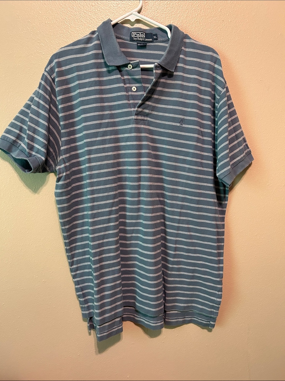 Polo by Ralph Lauren Teal and Light Blue Striped Polo Shirt